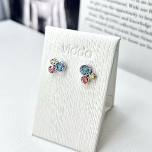Sterling Silver Plated Multi Colored Stud Earrings
